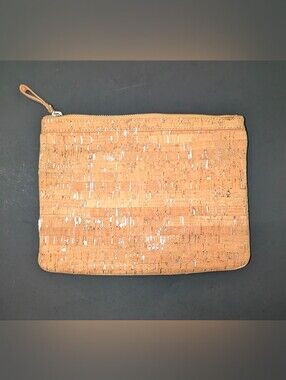 Accessorize London Tara Cork Purse/Silver Fleck Zippered Pouch/Eco-friendly NWOT